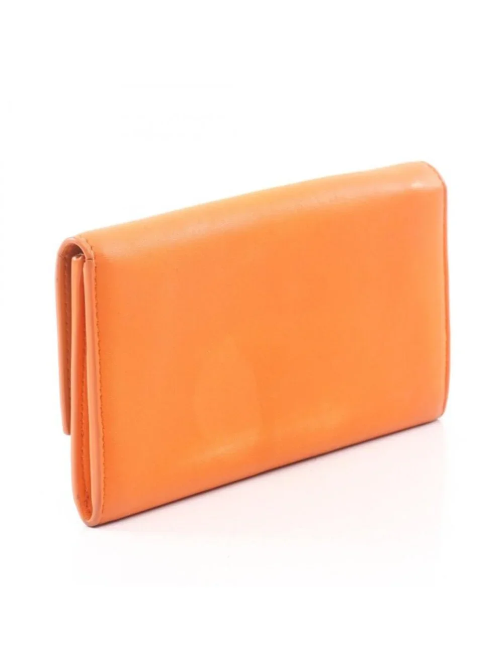 Bottega Veneta Bifold Wallet Bicolor Orange Brown Leather
